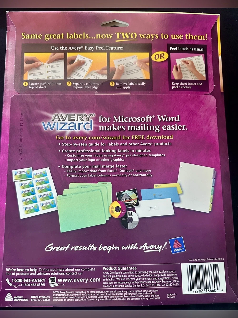 Lot of 2 Avery 18660 Clear Easy Peel Inkjet Address Labels NEW & SEALED